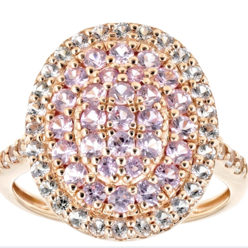 🤩 10K Rose Gold Ring with .92CT PINK & .52CTW WHITE SAPPHIRE. Size 9 - sizeable.